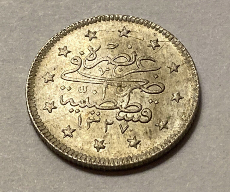 Read more about the article Ottoman  Empire Turkey 2 Kurus Silver Coin – AH1327 – Regnal 6 – Mehmed V – 1909