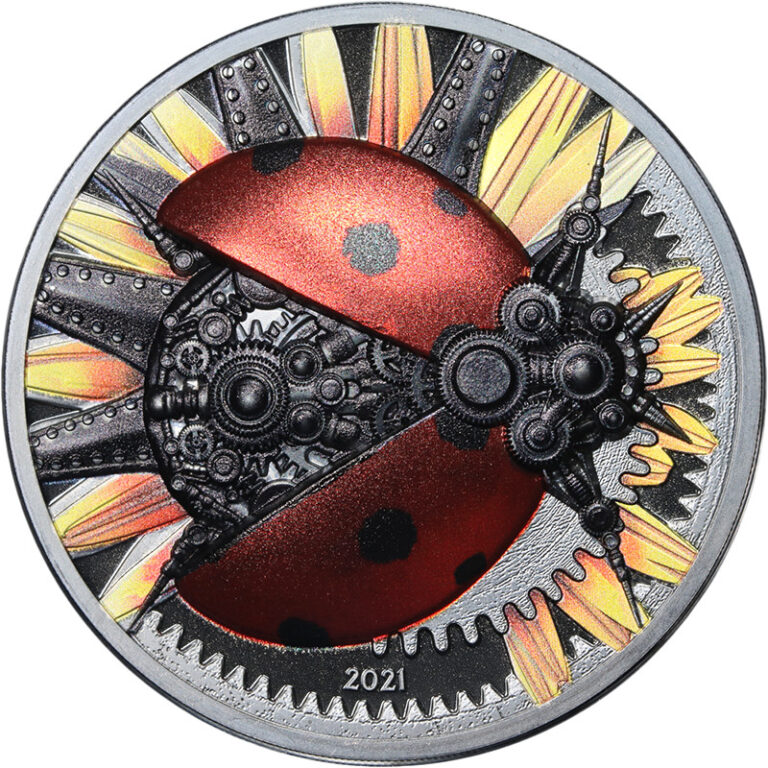 Read more about the article 2021 Mongolia 3 Ounce Silver 2000 Togrog Clockwork Mechanical Ladybug Proof OGP