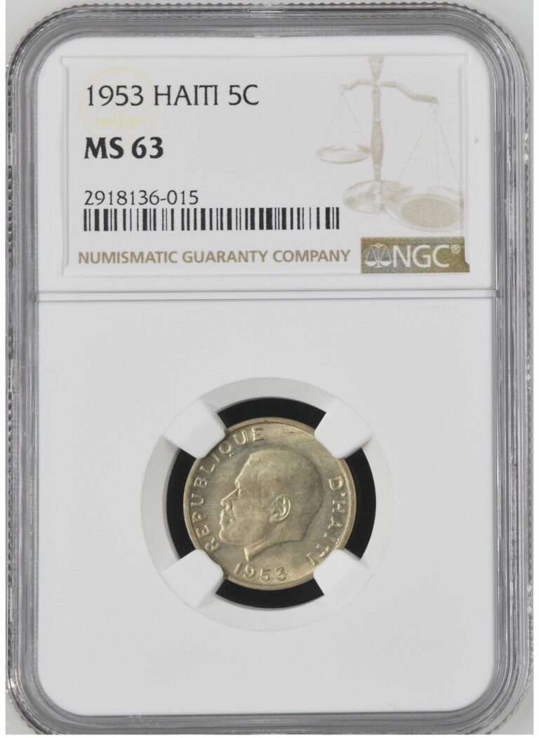 Read more about the article 1953 HAITI 5 CENT NGC MS63 COIN