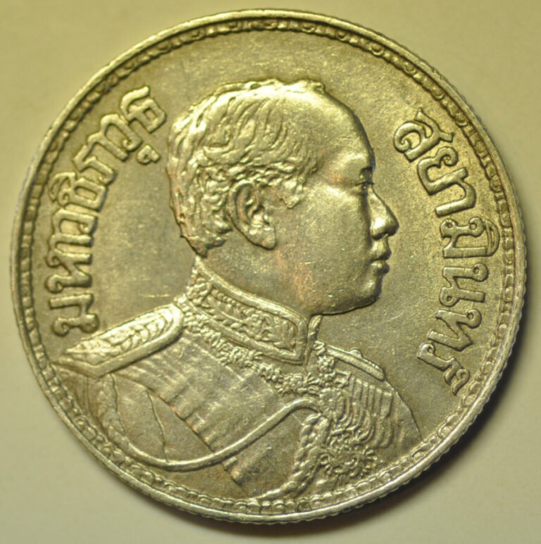 Read more about the article mw27755 Thailand Silver Baht BE2460-1917   Rama VI   Y#45