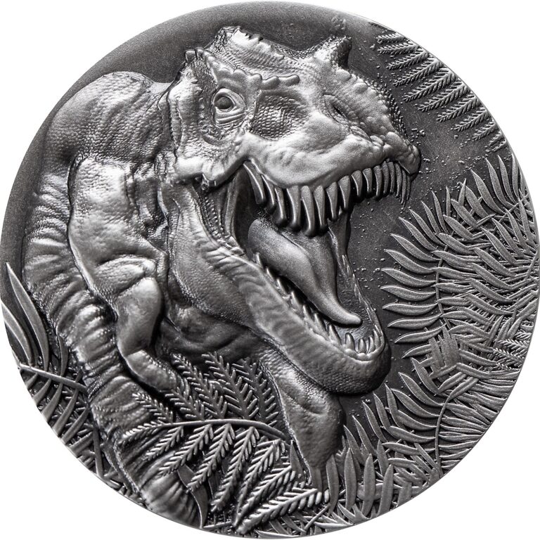 Read more about the article 2025 Liberia Jurassic Life T-Rex UHR 2 oz Silver Mintage of only 99