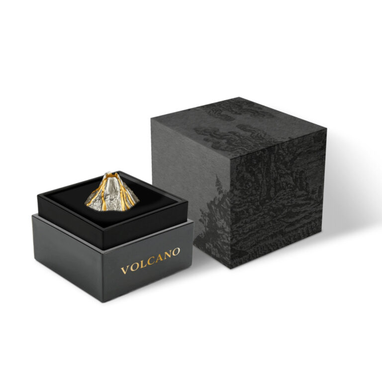 Read more about the article 2023 Vanuatu Volcano Shaped 5 oz Antique Gilded Silver Coin – Box and Coa