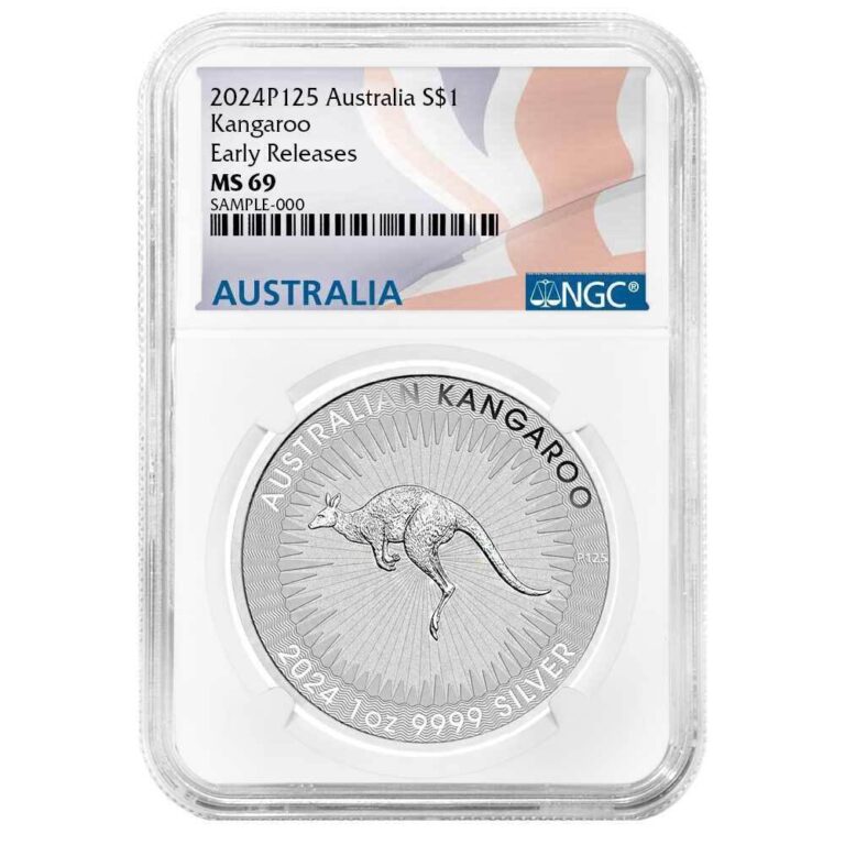 Read more about the article 2024 $1 Australia Silver Kangaroo NGC MS69 ER Australia Flag Label