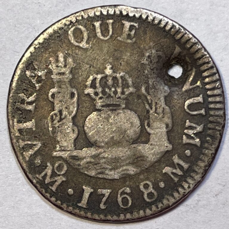 Read more about the article 1768 1 Reale Spain Fine F Coin  Holed #20433