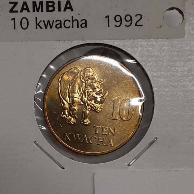 Read more about the article 1992 Zambia 10 Kwacha Aluminum-Bronze Coin  Rhinoceros   Uncirculated