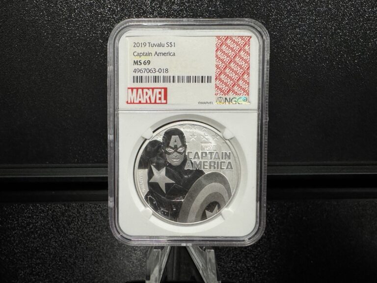 Read more about the article 2019 TUVALU CAPTAIN AMERICA 1 OZ SILVER MARVEL SERIES $1 MS69 MARVEL LABEL