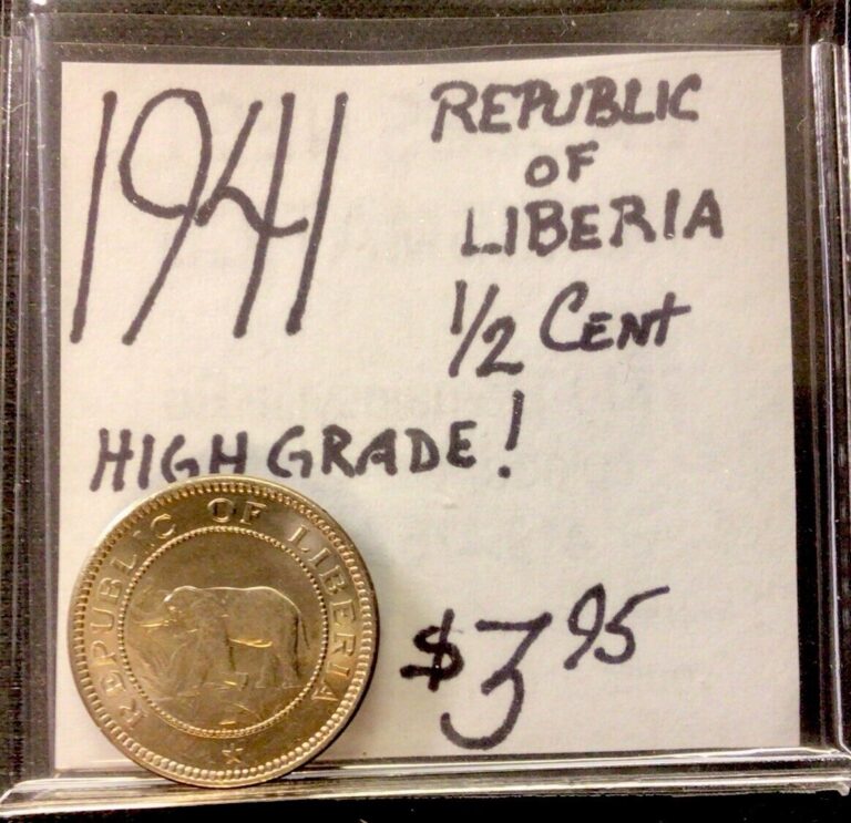 Read more about the article 1941 Republic Of Liberia 1/2 Cent! Half Cent High Grade! ENN Coins