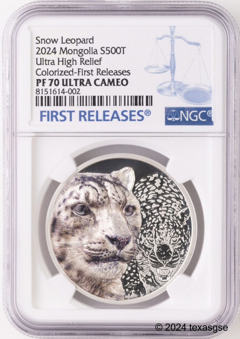Read more about the article 2024 Mongolia Silver 500 Tog 1oz Snow Leopard NGC PF70 First Release
