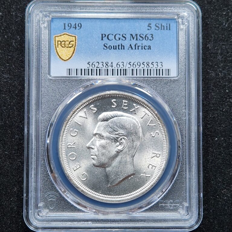 Read more about the article Silver 1949 South Africa 5 shillings | PCGS MS63