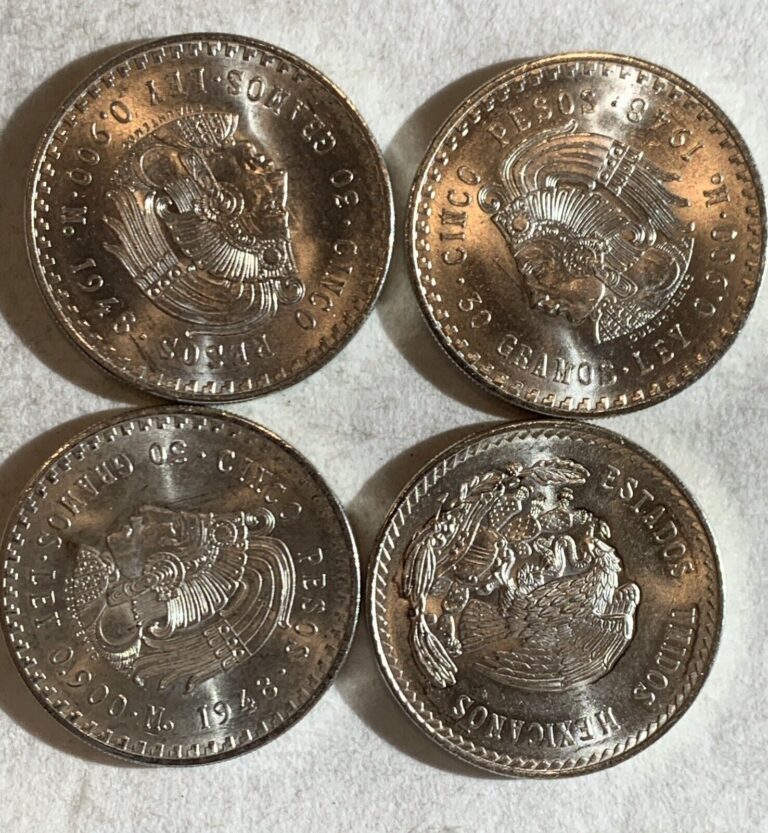Read more about the article 1948 MEXICO 5 PESO SILVER COIN UNC  Random pick one coin.