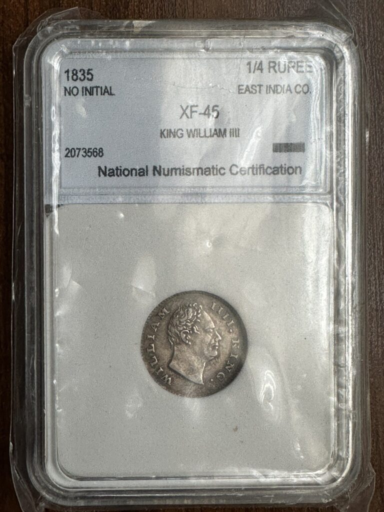 Read more about the article 1835 INDIA  King William IIII 1/4 RUPEE Great Vintage Silver Coin –  #81