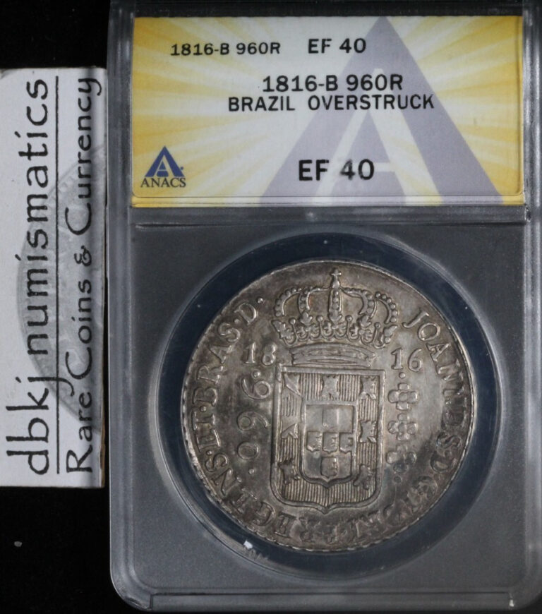 Read more about the article 1816 B – Brazil – 960 Reis – KM 307.1 -ANACS EF 40