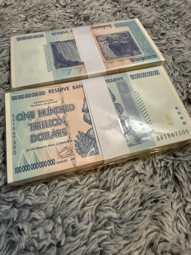 Read more about the article 100% ORIGINAL ZIMBABWE 100 TRILLION DOLLARS 2008 AA SERIES P91 UNC UV PASSED COA