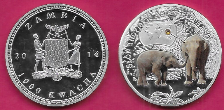 Read more about the article ZAMBIA 1000 KWACHA 2014 UNC ASIAN ELEPHANT 1 YEAR TYPE NON CIRCULATING COIN SERI