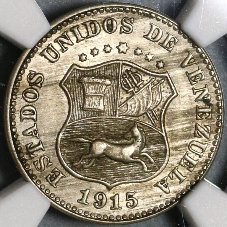 Read more about the article 1915 NGC AU 58 Venezuela 5 Centimos Scarce Horse Coin (20021903C)
