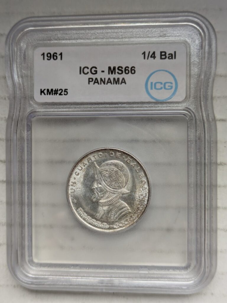 Read more about the article 1961 Panama 1/4 Balboa 90% Silver Gem BU ICG MS66 KM#25 Mexico Mint