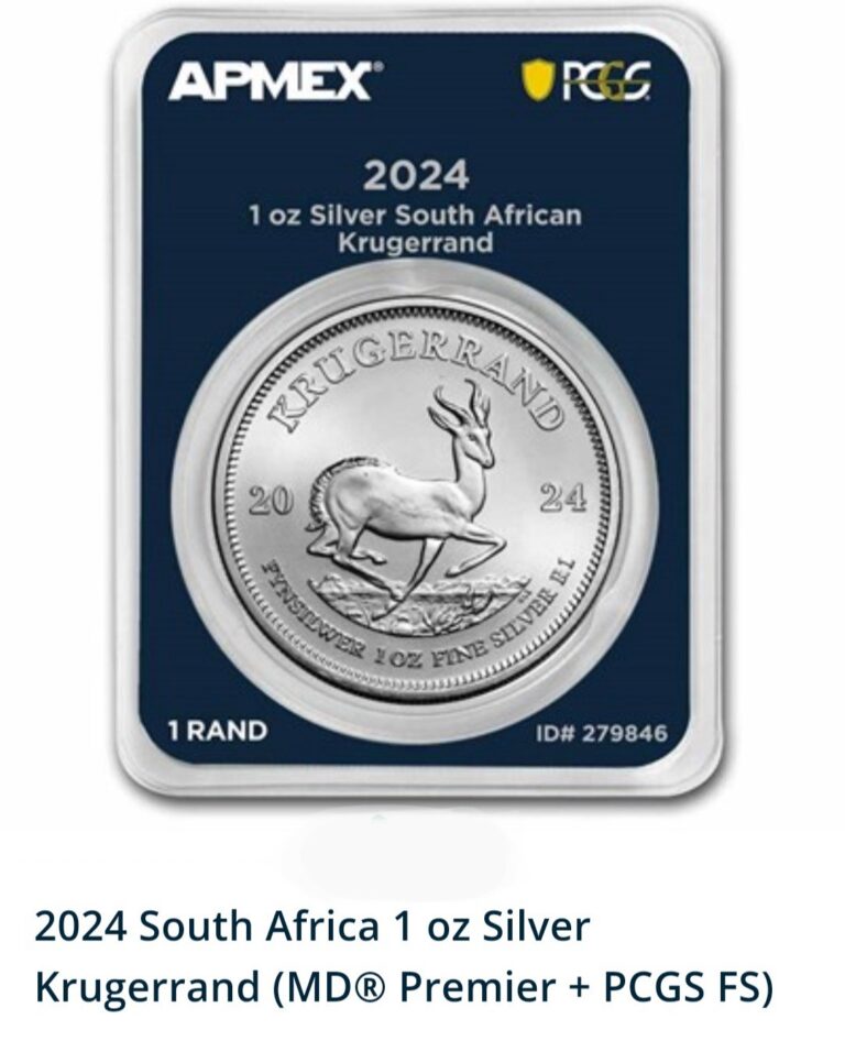 Read more about the article 2024 South Africa 1 oz Silver Krugerrand (MD® Premier + PCGS FS)