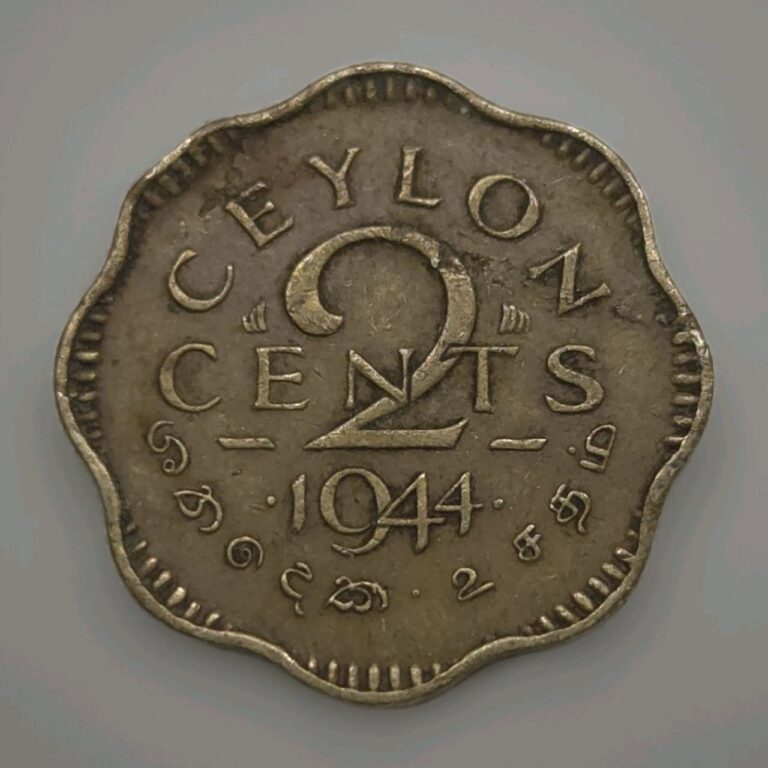 Read more about the article 1944 Sri Lanka – Ceylon 2 Cents Old World Coin KM 117 (stk090)