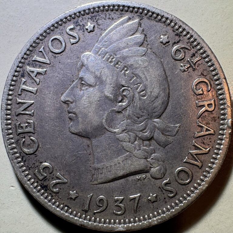 Read more about the article 1937 Dominican Republic 25 Centavos Silver Coin