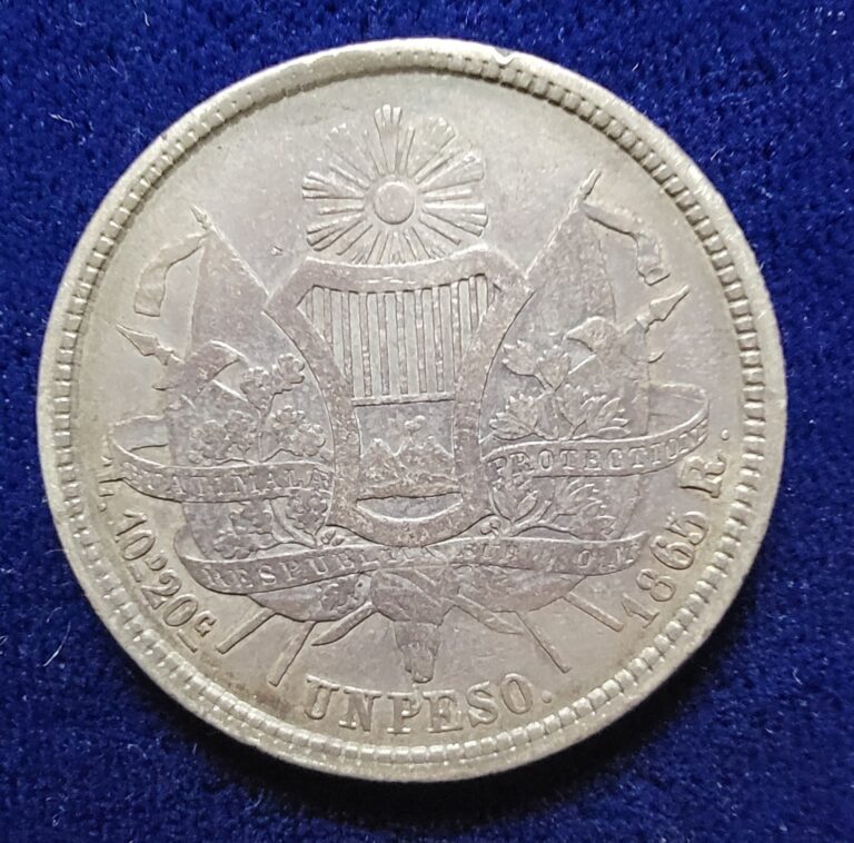 Read more about the article Guatemala 1865 Un Peso Silver Coin  MINTAGE 173 000K