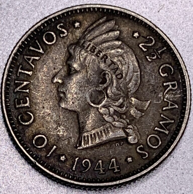 Read more about the article Dominican Republic 1944 10 Centavos AU Silver Coin KM#19 1M Mintage Nice – SS219