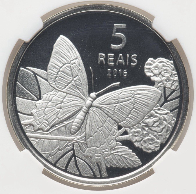 Read more about the article NGC PF70 Brazil Rio 2016 Olympics SILVER 5 Reis Cycling Series IV Butterfly Coin