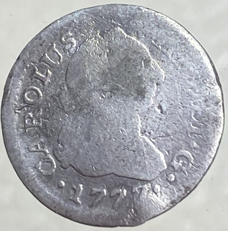 Read more about the article 1777 Silver 1/2 Real Spain King Charles III Rare Castles Lions Coat of Arms Nice