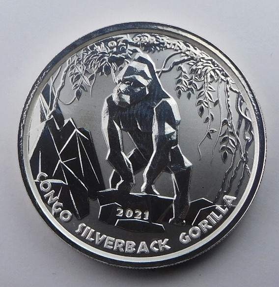 Read more about the article 2021 Congo 500 CFA Silverback Gorilla 1 Troy oz .999 Fine Silver Coin