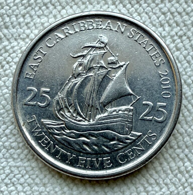 Read more about the article 2010 EAST CARIBBEAN STATES 25 CENTS – ANTIGUA ST KITTS MONTSERRAT KM#14