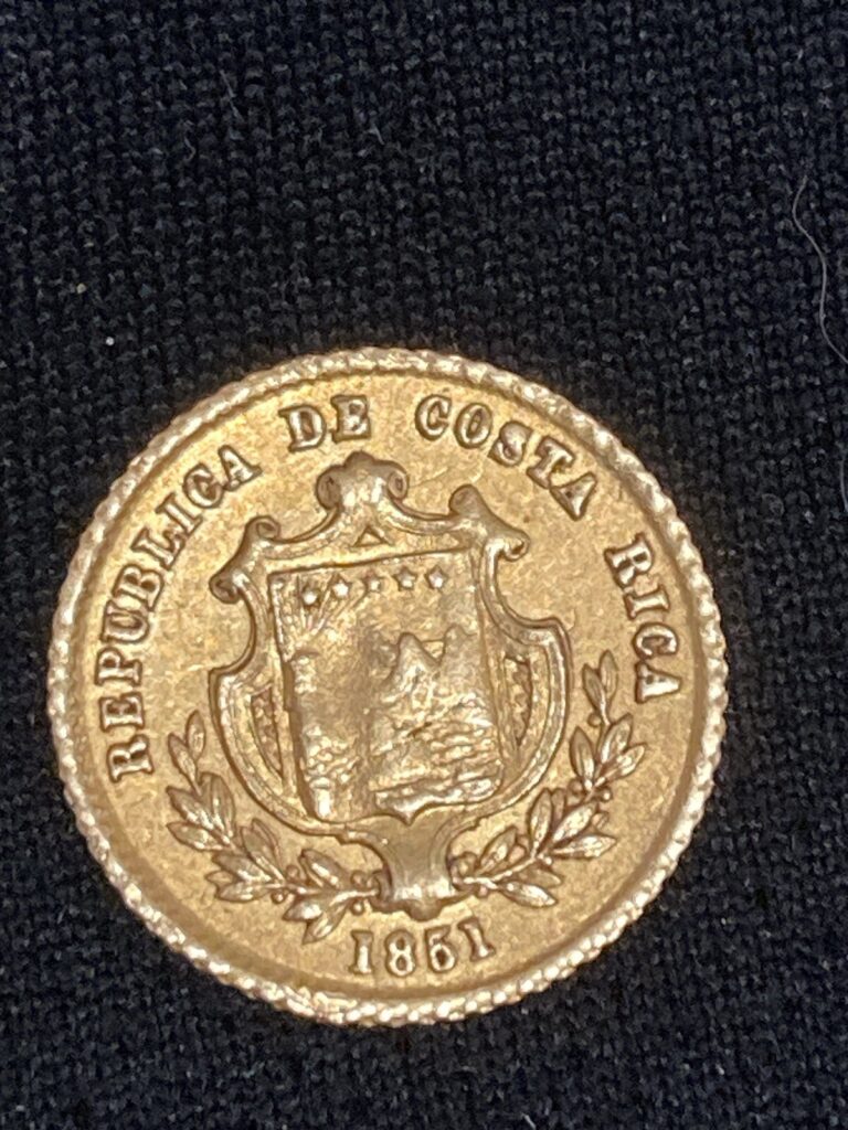 Read more about the article Gold Coin 1851 Escudo 1/2 Republic Of Costa Rica JB  AU  Rare Only 6500 Minted