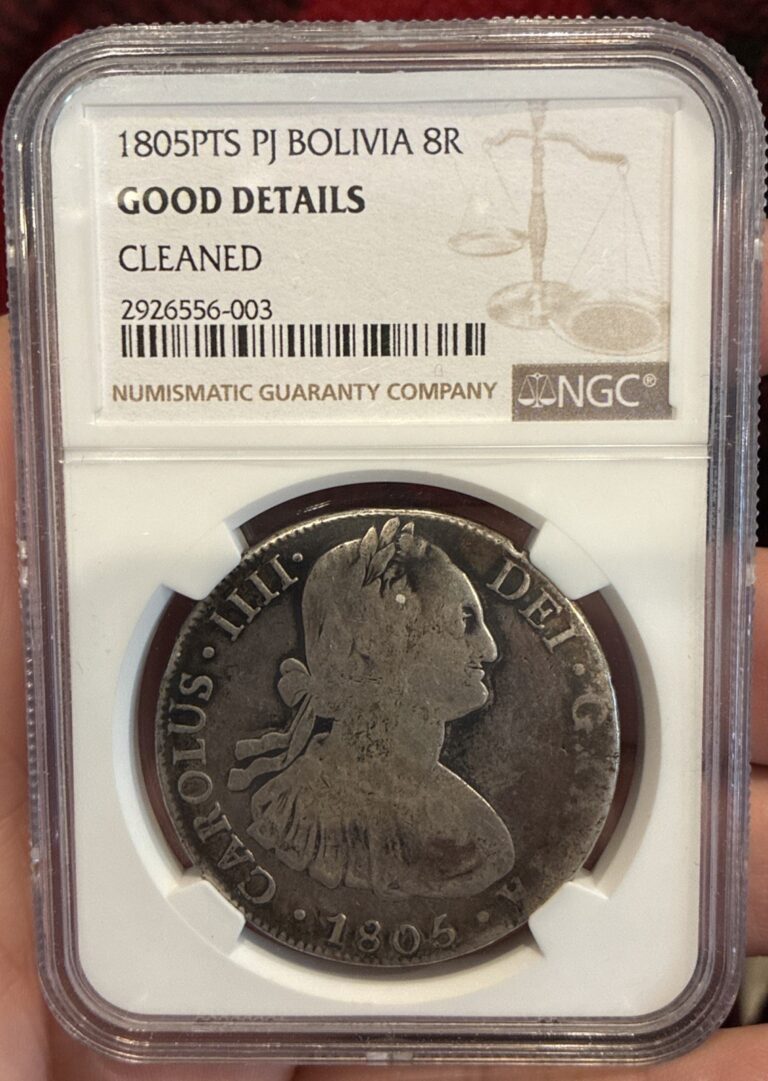 Read more about the article 1805 PTS PJ BOLIVIA  – 8 REALES SILVER COIN  NGC Good Details Free Shipping RARE