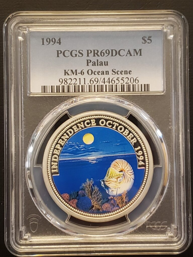 Read more about the article 1994 Palau Independence Marine Life Protection $5 Silve Proof PCGS PR69DCAM 5204