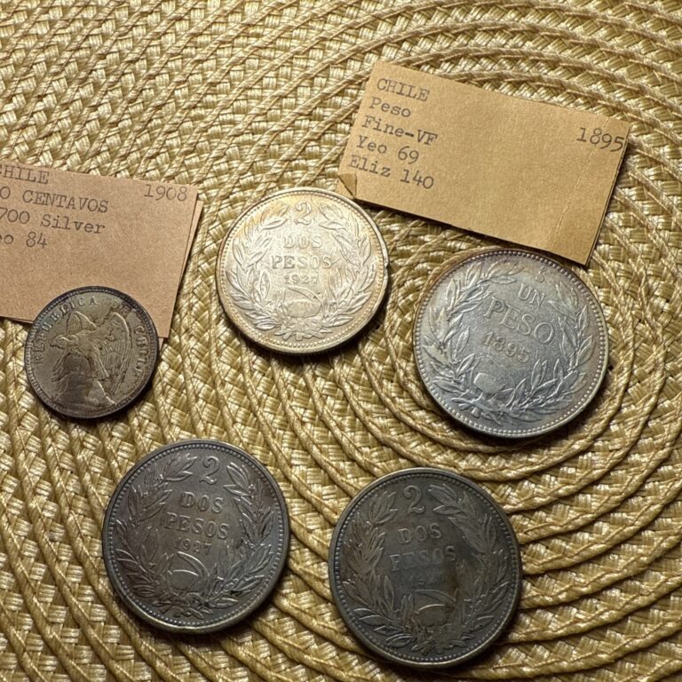 Read more about the article Chile Coin Collection 5 Sliver 1908 27 1895