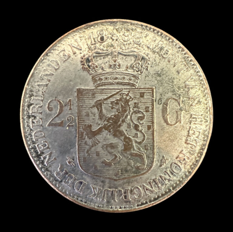 Read more about the article 1898 Netherlands 2 .5 2 ½ Two Half Gulden Wilhelmina .945 Silver Coin KEY DATE