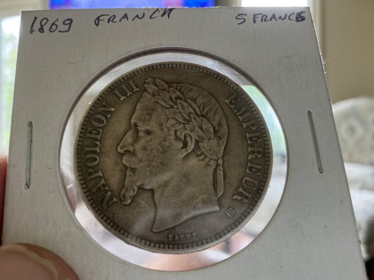 Read more about the article 1869 Belgium 5 Francs : Old Belgium Silver Dollar – High Grade – 90% Silver