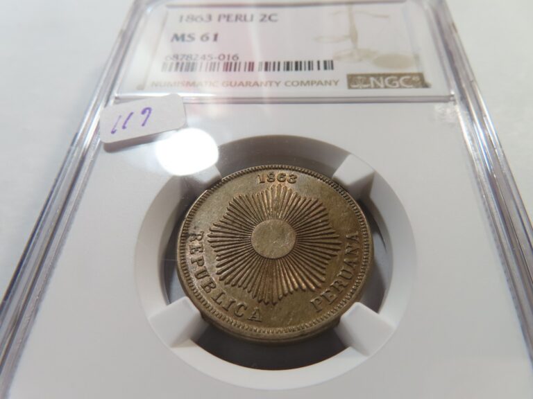 Read more about the article X35 Peru 1863 2 Centavos NGC MS-61