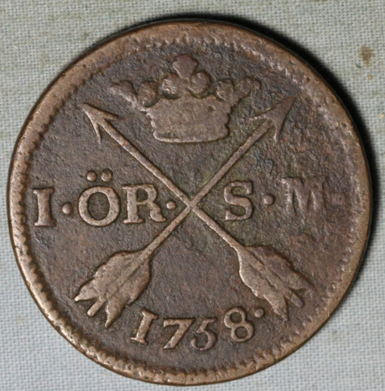 Read more about the article Sweden 1 Ore S.M.  1758 Copper Adolf Frederick  ~99 ¢ Tracked shipping