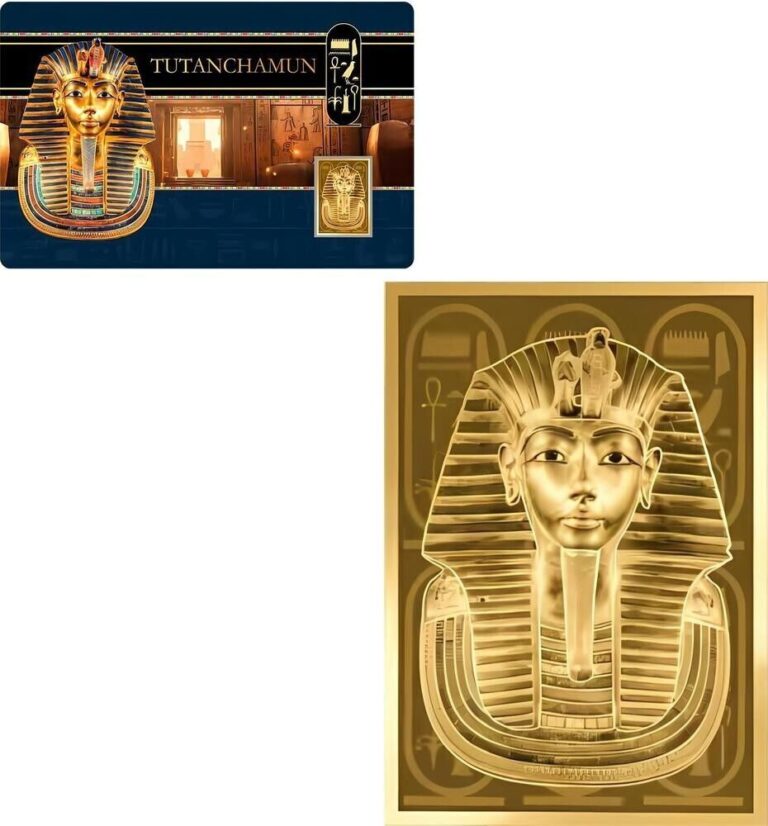 Read more about the article TUTANCHAMUN 1/1000 Oz .999 Gold in Coin card 3000 Francs Chad 2024