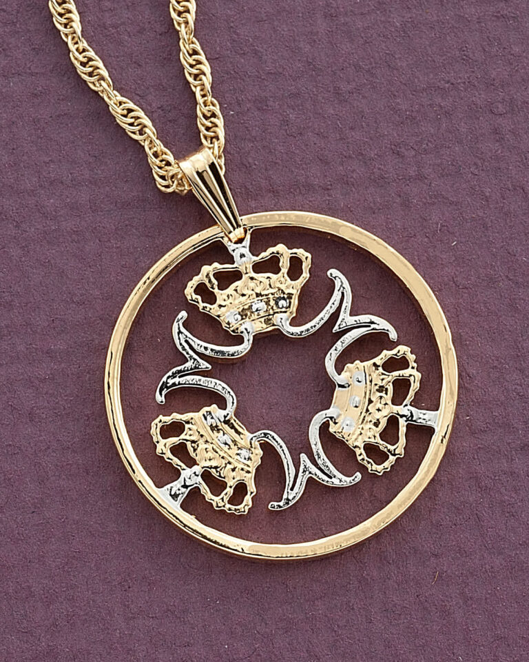 Read more about the article Denmark Pendant and Necklace Denmark 5 Kroner Handcut Coin 1″ diameter ( # 765 )