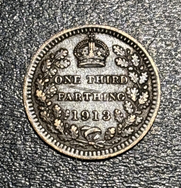 Read more about the article 1913 UK Crown Colony of Malta 1/3 Third Farthing King George V Coin