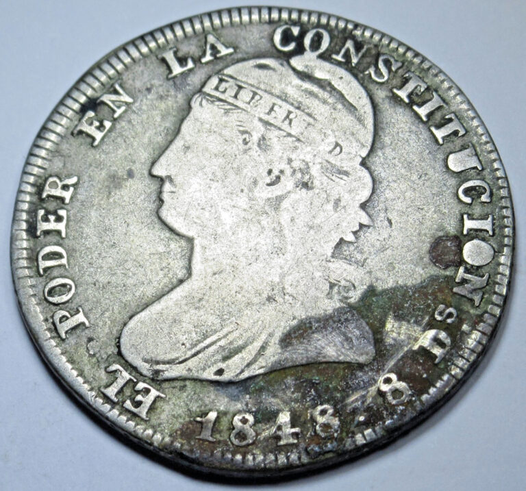Read more about the article 1848 Ecuador Quito Silver 2 Reales Genuine Antique 1800’s 2R Coin