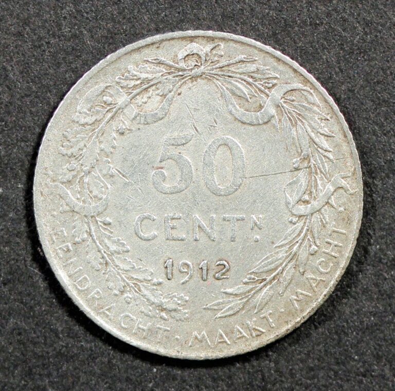 Read more about the article Belgium 1912 50 Centimes Silver Coin:Albert I