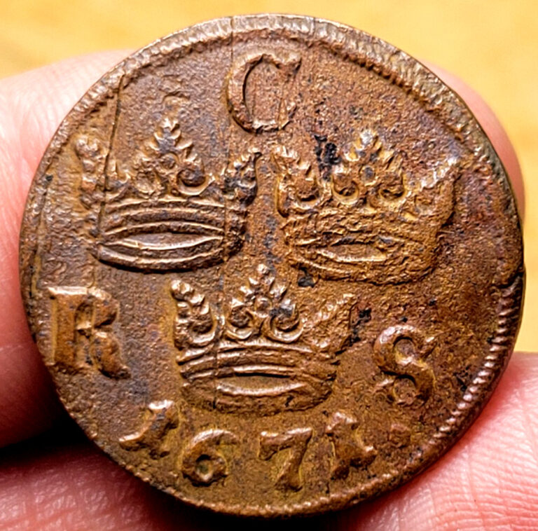 Read more about the article 1671 DELAWARE FUR TRADE Sweden 1/6 Ore TREASURE COIN