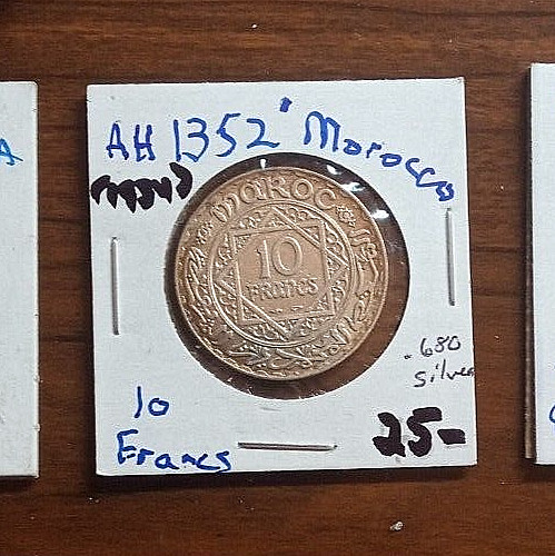 Read more about the article MOROCCO 1934 10 Franc Coin; Uncirculated  In Beautiful Shape  FREE SHIPPING!!