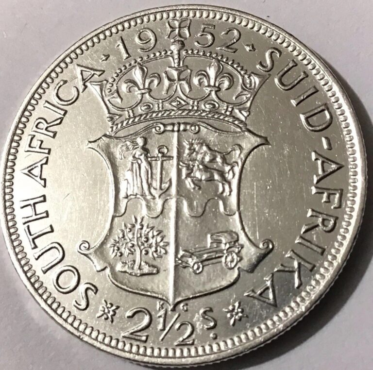 Read more about the article 1952 South Africa 2 1/2 Shillings Silver KM-39.2 HG