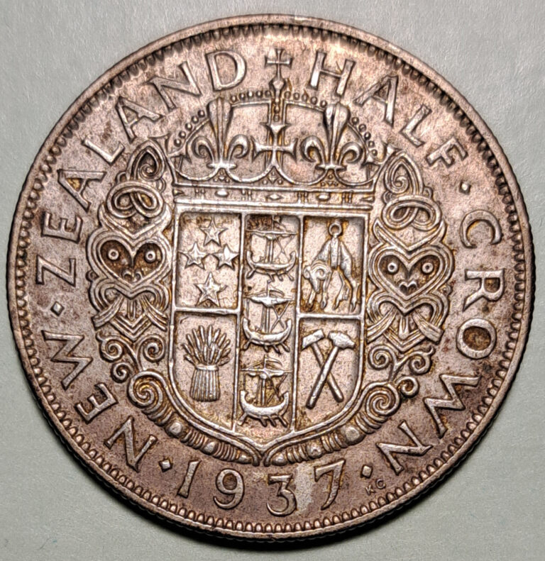 Read more about the article 1937 New Zealand Silver Half 1/2 Crown Low Mintage Coin