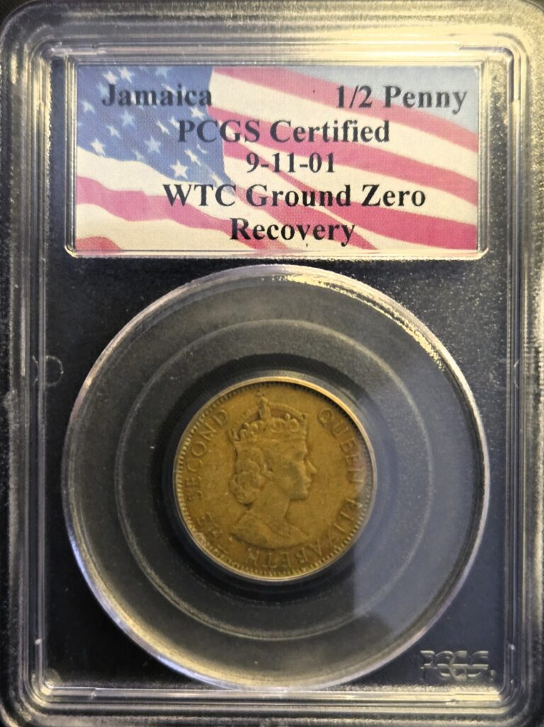 Read more about the article PCGS World Trade Center Ground Zero Recovery 09/11/01 –  1964 Jamaica Half Penny