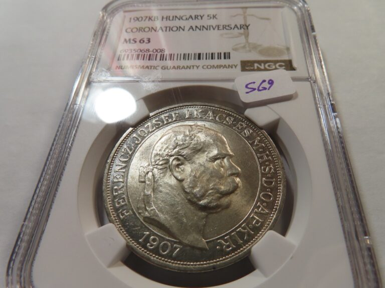 Read more about the article X43 Hungary 1907-KB Silver 5 Korona Coronation Anniversary NGC MS-63