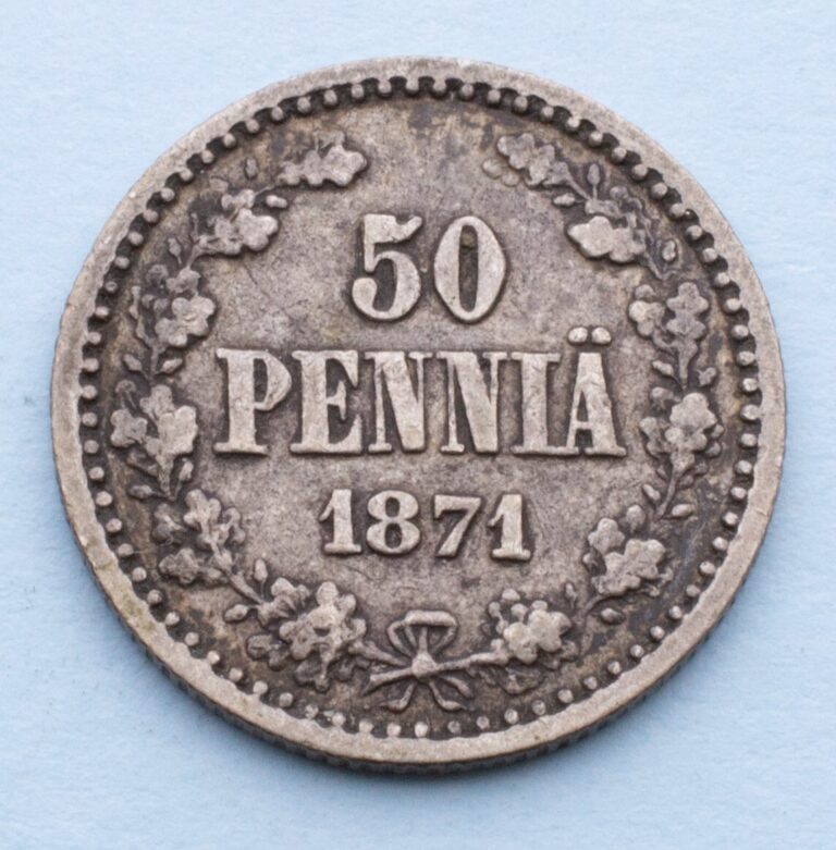 Read more about the article 1871 S Finland 50 Pennia KM# 2.1 – Silver .750
