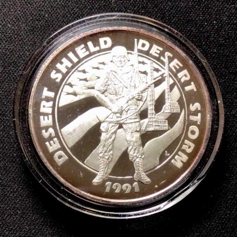 Read more about the article Desert Shield/Storm 1991 Liberation Of Kuwait 1oz Silver .999! ENN Coins